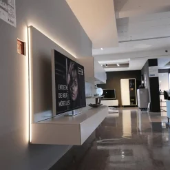 Wohnwand Alea Lack Matt Weiß Und Steingrau Inklusive Beleuchtung