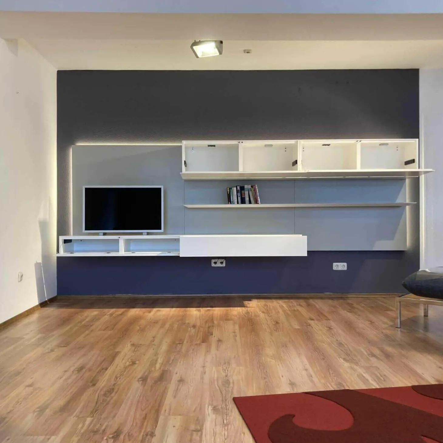 Wohnwand Alea Lack Weiß Steingrau