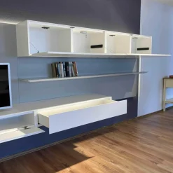 Wohnwand Alea Lack Weiß Steingrau