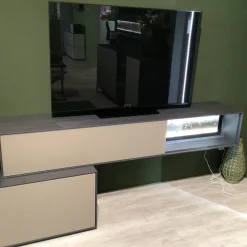 Wohnwand Alva Fango Mattglas mit Beleuchtung