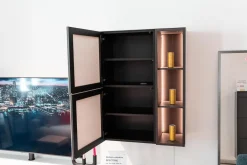 Wohnwand Ameno Side 1 Colour Glas Snow Weiß Akzente Oak Smoked mit TV-Halterung