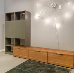 Wohnwand Amineo Nussbaum Lack Terra Glas Sanitiert Klappe Lade