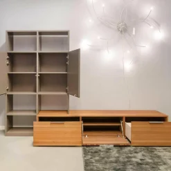 Wohnwand Amineo Nussbaum Lack Terra Glas Sanitiert Klappe Lade