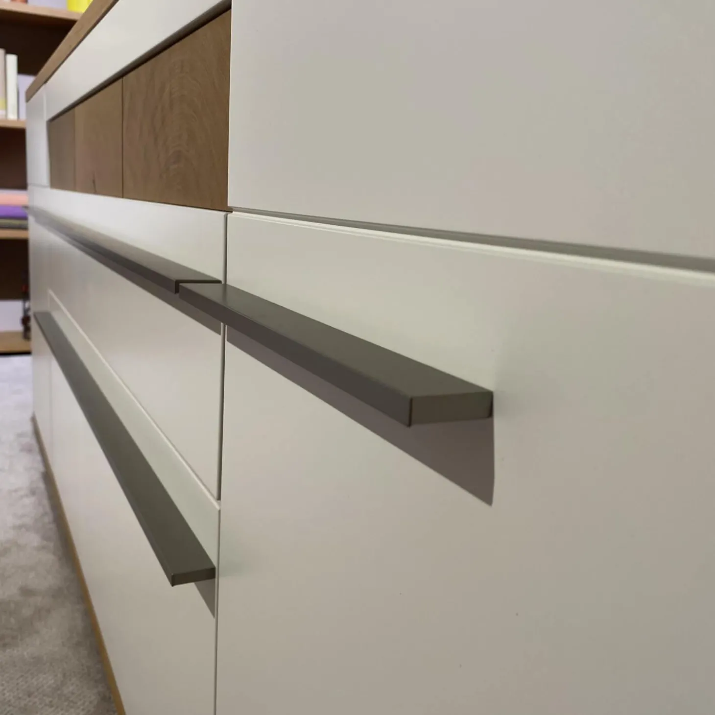 Wohnwand Atena Lack Lack Seidenmatt Weiß Akzente Balkeneiche Honig Inklusive Beleuchtung Ohne Deko