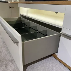 Wohnwand Atena Lack Lack Seidenmatt Weiß Akzente Balkeneiche Honig Inklusive Beleuchtung Ohne Deko