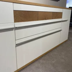 Wohnwand Atena Lack Lack Seidenmatt Weiß Akzente Balkeneiche Honig Inklusive Beleuchtung Ohne Deko