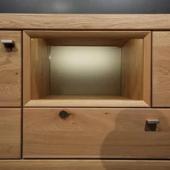 Wohnwand Aurum 0020 Wildeiche Massiv Soft Gebürstet Inklusive LED-Beleuchtung