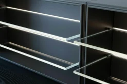 Wohnwand Bücherregal Quid Ulme Schwarz Mit Beleuchtung Und Hocker