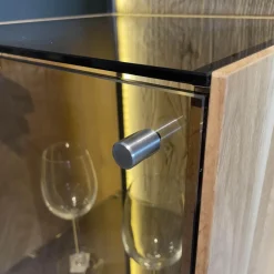 Wohnwand Benjo 7720W V20 Kerneiche Umato Sägerau Gebürstet Applikation Lack Weiß Mit Beleuchtung