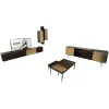 Wohnwand Bera Eiche Satin Terra Schwarz Gold Inklusive Sideboard Und Couchtisch