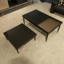 Wohnwand Bera Eiche Satin Terra Schwarz Gold Inklusive Sideboard Und Couchtisch