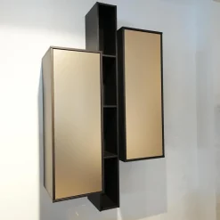 Wohnwand Bera Eiche Satin Terra Schwarz Gold Inklusive Sideboard Und Couchtisch