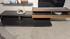 Wohnwand Cairano Schiefer Schwarz Raucheiche Massiv Mit Beleuchtung Und Kabeldurchlass