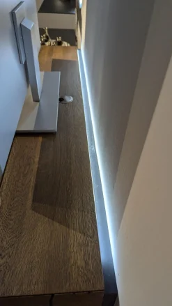 Wohnwand Cairano Schiefer Schwarz Raucheiche Massiv Mit Beleuchtung Und Kabeldurchlass