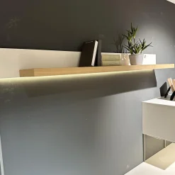 Wohnwand Calea Lack Seidenmatt Weiß Akzent Wildeiche Natur Mit LED Beleuchtung