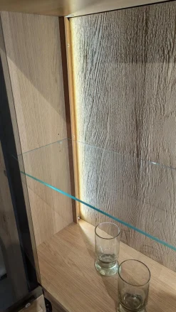 Wohnwand Campinas Asteiche Bianco Teilmassiv Metall Anthrazit