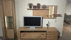 Wohnwand Campinas Asteiche Bianco Teilmassiv Metall Anthrazit