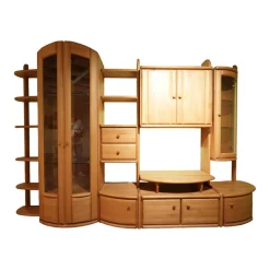 Wohnwand Cantana Erle Massiv Mit TV-Aufsatz