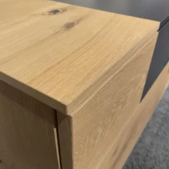 Wohnwand Cantato 1006 Balkeneiche Natur Lack Seidenmatt Anthrazit Griff Anthrazit Fußgestell Metallverstärkung Mit LED Beleuchtung