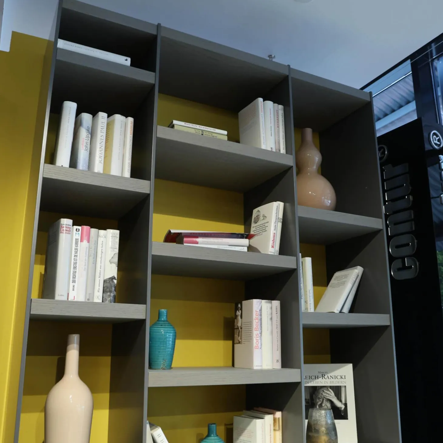 Wohnwand Catona Glattlack Onyxgrau Grau Klarglas Optiwhite Inklusive Beleuchtung