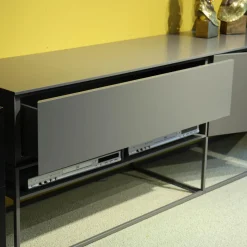 Wohnwand Catona Glattlack Onyxgrau Grau Klarglas Optiwhite Inklusive Beleuchtung