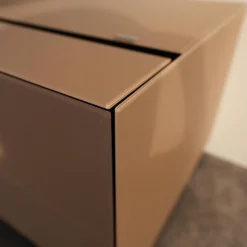 Wohnwand Cocoon Glas CAO Cacao Braun Satiniert Beige Stoff CF Schwarz Mit Soundsystem