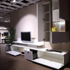 Wohnwand Cordoba VZ 1060 Lack Weiß Nische Wildeiche Inklusive Beleuchtung