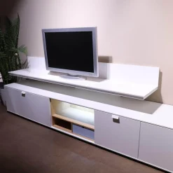 Wohnwand Cordoba VZ 1060 Lack Weiß Nische Wildeiche Inklusive Beleuchtung