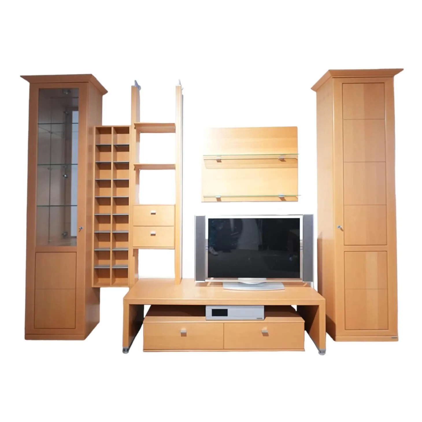 Wohnwand Costa Buche Furniert Mit Beleuchtung Und Trafo