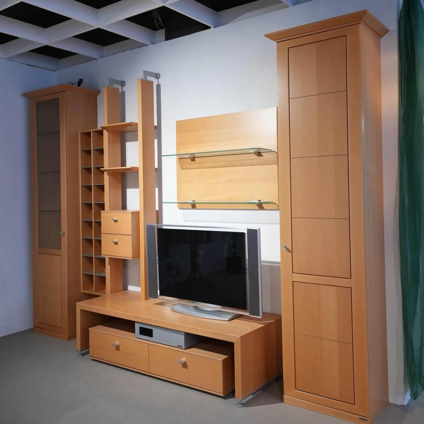 Wohnwand Costa Buche Furniert Mit Beleuchtung Und Trafo