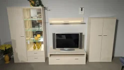 Wohnwand Cremona Front Lack Crema Hochglanz Cremeweiß Korpus Lack Crema Matt Inklusive Beleuchtung