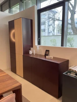 Wohnwand Cube Change Mattlack M41 Burgund Eiche mit Sideboard