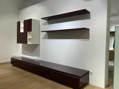 Wohnwand Cube Gap Lack Hochglanz Aubergine