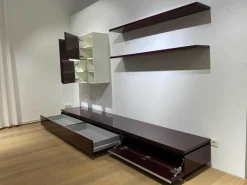 Wohnwand Cube Gap Lack Hochglanz Aubergine