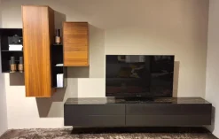 Wohnwand Cubo Game Lack Matt Cosmos Grau Nussbaum Natur