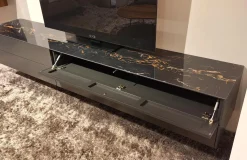 Wohnwand Cubo Game Lack Matt Cosmos Grau Nussbaum Natur