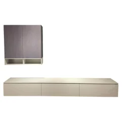 Wohnwand Cubo Lack Canagrau Mit Eiche Anthrazit Gebeizt