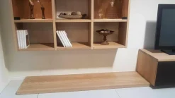 Wohnwand Cubus Eiche Weißöl Farbglas Taupe