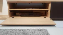 Wohnwand Cubus Eiche Weißöl Farbglas Taupe