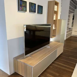 Wohnwand Cubus Eiche Weißöl Glas Matt Pearl Touchbeschlag