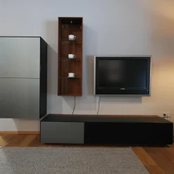 Wohnwand Cubus Pure 8 In Nussbaum Naturgeölt Fronten In Glas Stahl