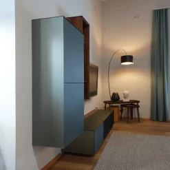 Wohnwand Cubus Pure 8 In Nussbaum Naturgeölt Fronten In Glas Stahl