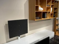 Wohnwand Cubus Pure Eiche Naturöl Und Farbglas Weiß Glänzend Mit TV-Säule Ohne TV