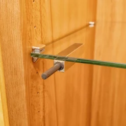 Wohnwand Cubus Vollholz Kernbuche Natur Geölt Inklusive Granit-Platte Und LED-Beleuchtung