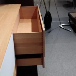 Wohnwand Eiche Natur Farbglas Weiß Matt Inklusive Beleuchtung Mit Fernbedienung