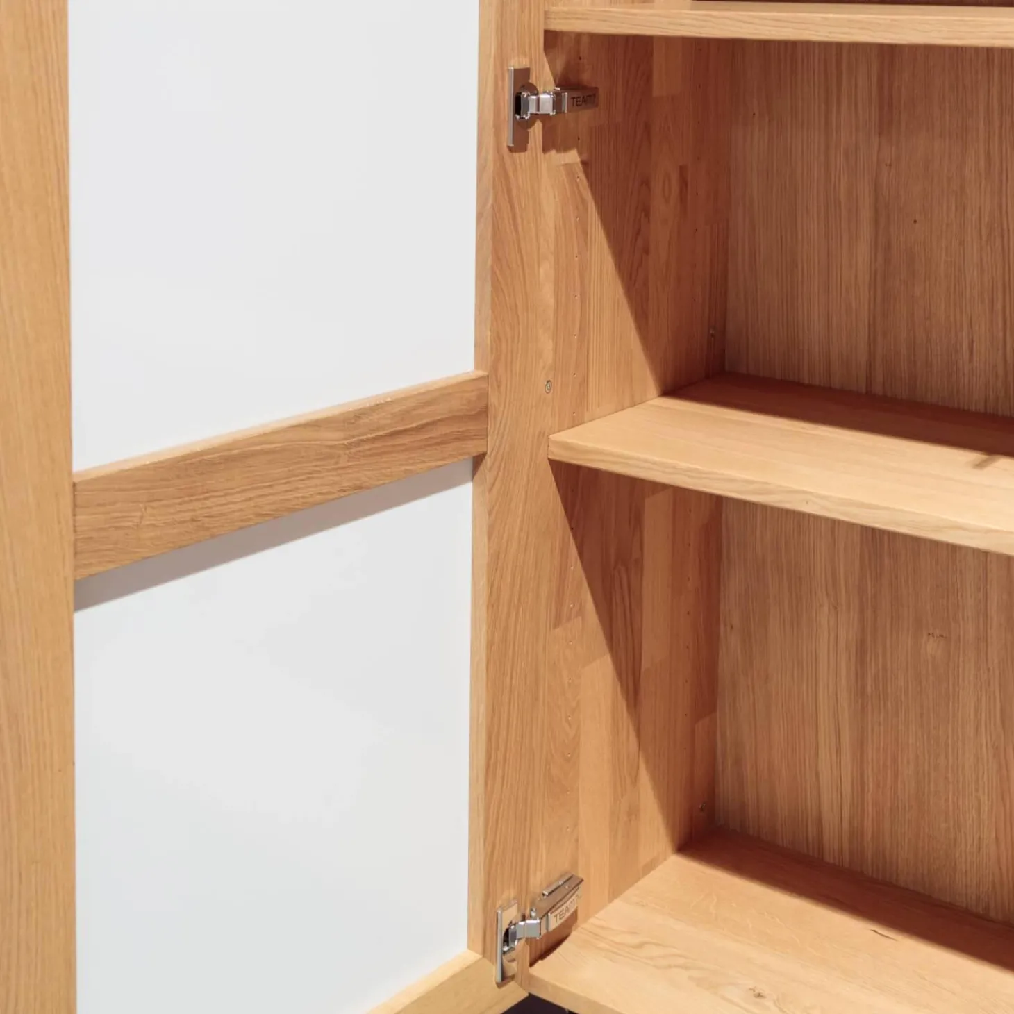 Wohnwand Eiche Natur Farbglas Weiß Matt Inklusive Beleuchtung Mit Fernbedienung