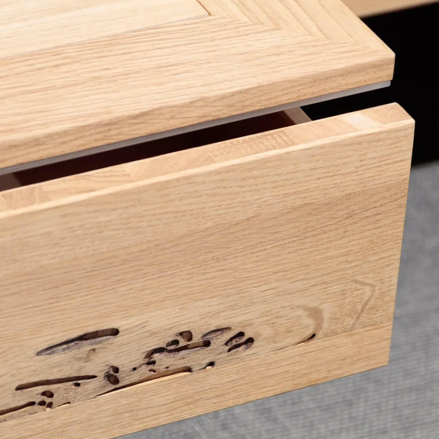 Wohnwand Eiche Natur Farbglas Weiß Matt Inklusive Beleuchtung Mit Fernbedienung