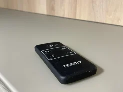 Wohnwand Eiche Weißöl Farbglas Graphitgrau Mit Wandpaneelen