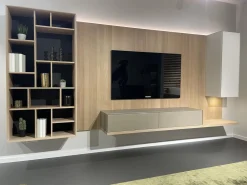 Wohnwand Eiche Weißöl Farbglas Graphitgrau Mit Wandpaneelen