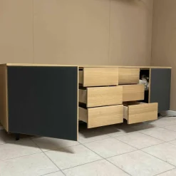 Wohnwand Elements B200 Eiche Massiv mit Beleuchtung